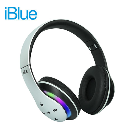 AUDIFONO C/MICROF. IBLUE LIVE LED BLUETOOTH/FM/MICRO SD SILVER (PN HB351L-WT)